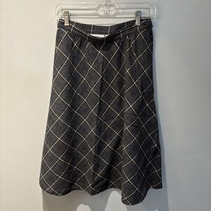 Vintage Pendleton Women's Sz8 Wool Gray Plaid A Line ‎ Skirt Old Money Academia
